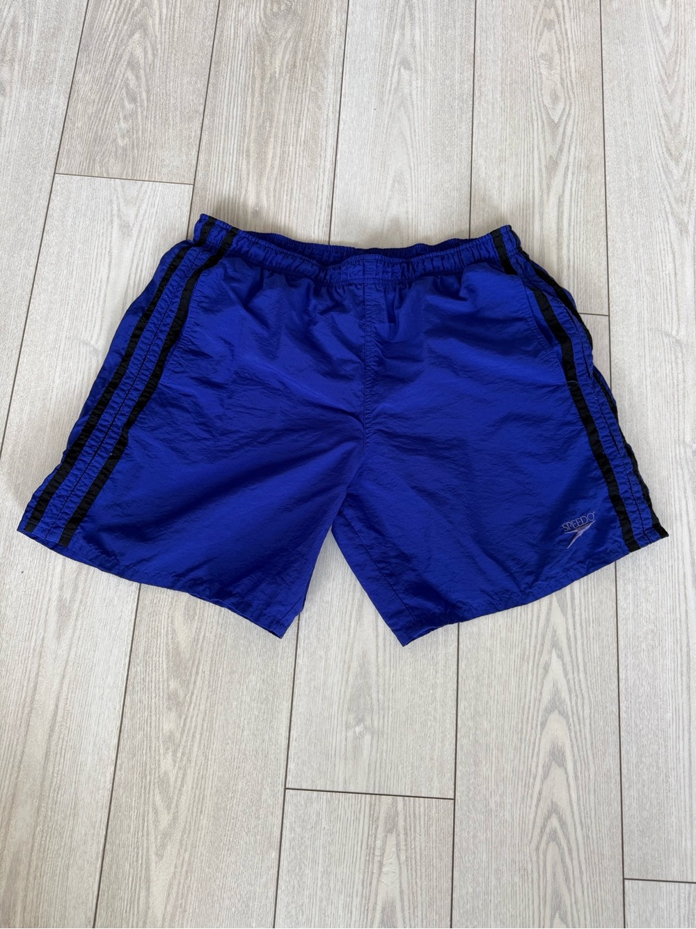Vintage men’s Speedo swim shorts royal blue beach 80s 90s active large pockets
